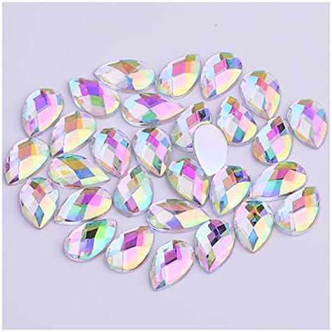 KEMEILIAN SZUAN929 200шт 13x18 mm Разноцветни Кристални Акрилни кристали във формата на капки лепило върху плоска задната част, Скъпоценни