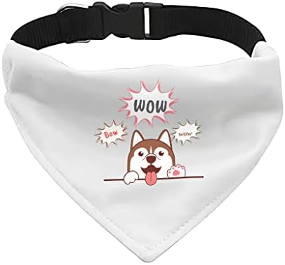 Нашийник-Кърпа за домашни любимци Хъски - Яка-Шал Wow - Скъпа шарена Кърпа за кучета Kawaii - XL