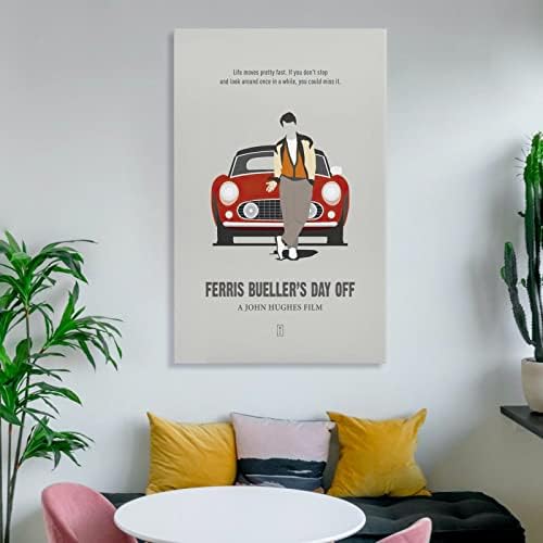Плакат Ferris Bueller's Day Off в Минималистичен Ретро Постер на филма (8) Живопис върху Платно, с монтиран на стената Художествен