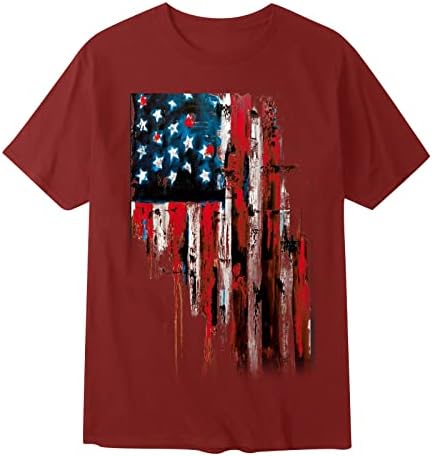 Мъжки тениски MIASHUI с Графичен Флага на Деня на Независимостта за мъже - Мода Ежедневни Памучен Тениска с Фин Принтом и Основите