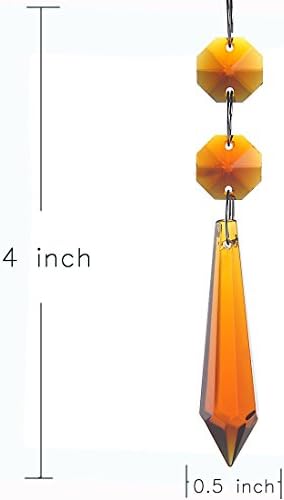 H & D 55 мм Кристални Призми под формата на ледени висулки, Висящи Полилеи, Детайли за sconces свещ, опаковка от 10 броя (Амбър)