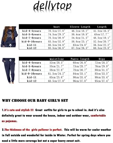 Комплект спортни костюми Dellytop за малки момичета от 2 теми, Спортни облекла за бягане с Шарките, Пуловер с дълъг ръкав и цип на панталоните