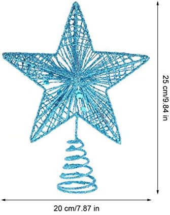 Amosfun Открит Орнамент Коледно Дърво Topper Звездна Елха Topper Коледен Блясък, Звездна Елха Topper Метална Звезда Украса От