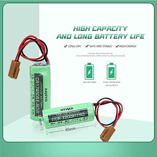 (2/4/6) Батерия CR17450SE-R 3V / A98L-0031-0012 Батерия 2500 ма за FANUC с приставка адаптер (2 опаковки)