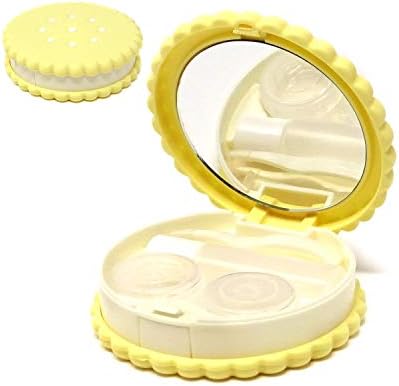 Калъф за Контактни лещи Honbay под формата на бисквитки Пътна Кутия за Контактни Лещи с Огледало (жълт)