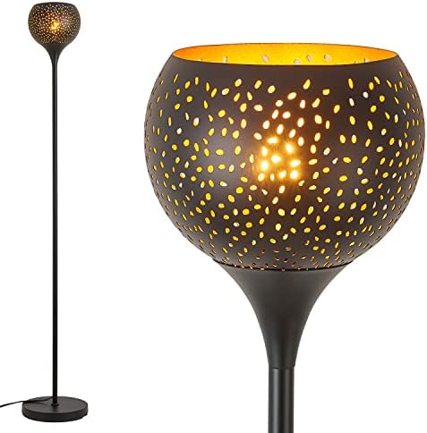Сферична метална лампиона Trssdre, лампа 7,9 инча с куха дърворезба, Елегантна лампа с ножным превключвател за хол, спалня, офис (led