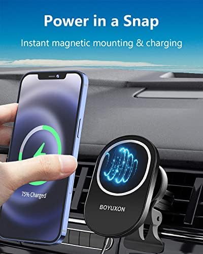 Магнитно безжично зарядно за кола, Магнитен държач за мобилен телефон с вентиляционным отвор за безжично зареждане на автомобила, магнитно