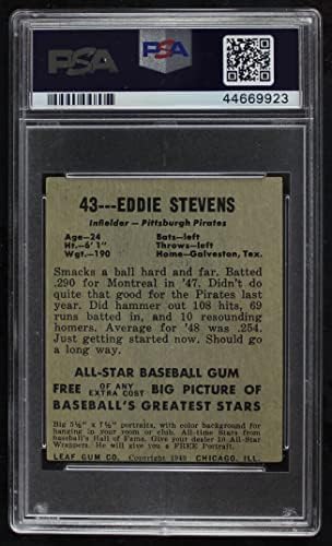1948 Лист № 43 Ед Стивънс Бруклин Доджърс (Бейзбол карта) PSA PSA 4.50 Доджърс