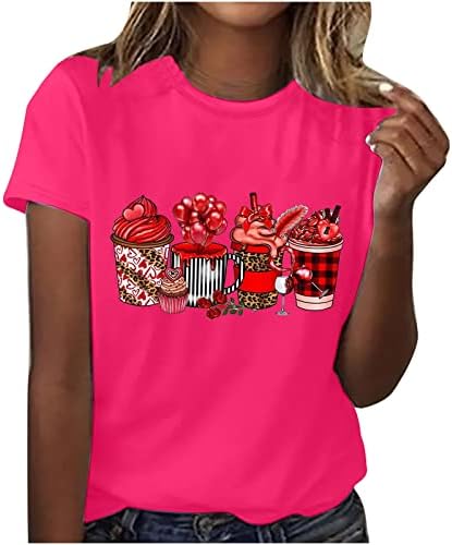 Памучен Горната Риза за Момичета, Есента-Годишната Удобни Цветни Дрехи с Къс Ръкав, Модерна блуза с кръгло деколте и графичен