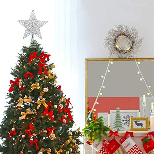 Блестящ Topper за Коледно NUOBESTY, Лъскава 5-Точков Звездна Върхът на Дървото, Topper за Украса на Коледната Елха от Богопосветен