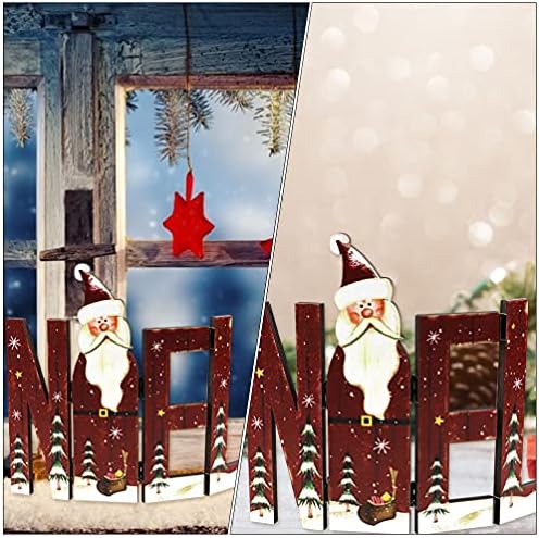 PRETYZOOM Дървена Маса Коледна Украса Сгъваем Ограда Фигурка на Дядо Коледа Знак Ноел Украшение за Коледна Празнична Партита Маса Дърво Пола