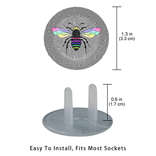 Преливащи се цветове крила, Пчела, Пчела вихрушка, на Фона на капачки за контакти, 24 опаковки - Защитни капачки за контакти,