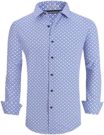 Мъжки ризи Alex Vando копчета, Без Бръчки, С 4-Бандов Еластична Принтом, Бизнес и Ежедневни Риза