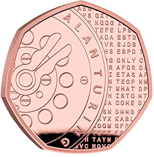 2022 DE Иновации в областта на науката PowerCoin Златна монета на Алън Тюринг 50 Пенса Великобритания 2022 Доказателство
