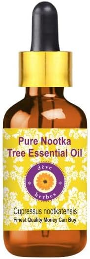 Чисто етерично масло на дърво Нутка (Cupressus nootkatensis) Deve Herbs, дистиллированное пара с помощта на Стъклен капкомер, 10 мл (0,33