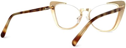 VOOGLAM Метални Очила със Заключване Синя светлина Котешко око, Модни Фалшива Рамки за Очила за Жени, Защита от Пренапрежение на очите