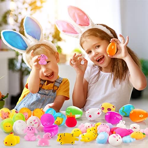 Vanblue 24 Опаковане на Великденски яйца с меки играчки Моти Вътре за Деца, Пълнители за Великденски Кошници, Подаръци, Пълнители за Великденски