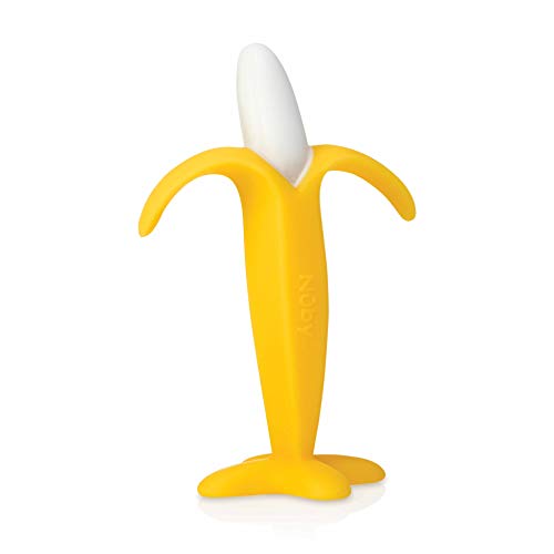 Nuby Успокояващ Банан прорезыватель за зъби, жълт, 5 Инча (опаковка от 1)