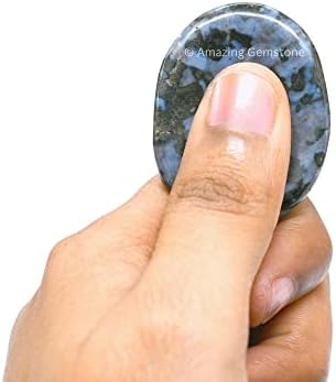 Камъни, кристали и По цвят индиго от безпокойство - Камък за безпокойство на палеца за Медитация при стрес, Елементи за облекчаване на тревожност,