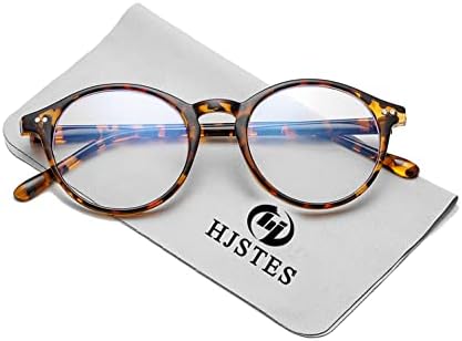 HJSTES Реколта Светли Сини Очила за Жени И Мъже В Кръгла Дебела Рамка, Прозрачни Компютърни Очила