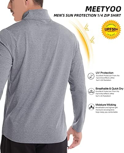 Мъжки Пуловер с цип MEETYOO, Поло блузи с дълъг ръкав за Голф, 1/4 Быстросохнущей слънчева Защита UPF 50+