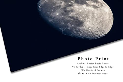 Лунна фотография, Принт (без рамка), Изображението на Нарастващата Луна с видими кратери, Стенно изкуство Нощно небе, Небесен декор
