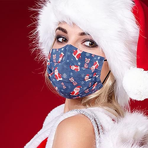 Весела Коледа - САЩ Коледна маска за лице с принтом за възрастни, за Еднократна употреба маска за партита, Маска за лице Унисекс За Жени