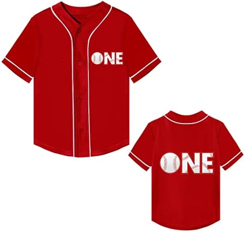 Mowbeat Детска Бейзболна Фланелка, Риза за рождения Ден на възраст от 1 Г., Тениска с Къс Ръкав и Копчета, 1-ва Детска Тениска За