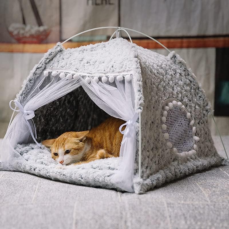 Легло за котка SLATIOM Sweet Princess The General Уютен Хамак с подове Сгъваема Палатка за Котки, Къщичка за Кучета, Възглавница