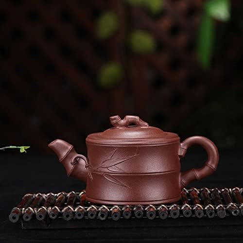 Бамбук Чайник WIONC, Набор за приготвяне на чай пу-ерх, Чайник от Лилава Глина Кунг Фу, Циша, Подходящ за Зелен Чай, Ръчно изработени,