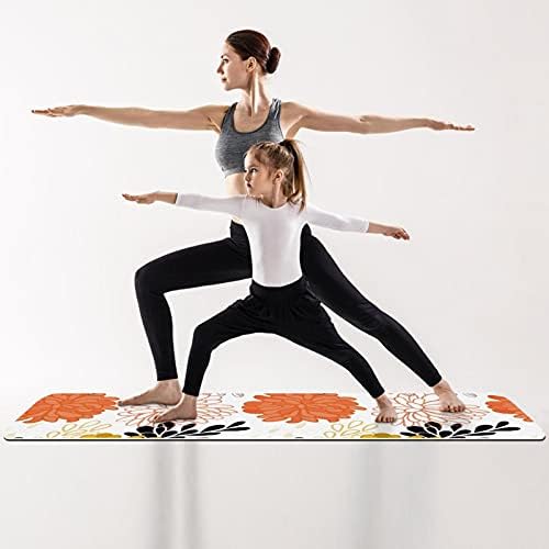 Килимче за йога с дебелина 6 мм, Жълто-оранжево с Шарките на Големи Цветя, Екологично Чисти Постелки за упражнения от ТПЭ,