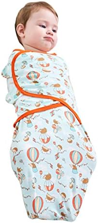 ZIGJOY Пеленание за Новородено, 2 опаковки, Лесно Регулируем Памучни Пеленание, Улучшающее Сън на 1,0 g, Обвивка, за дете от 0-2 месеца (балон)