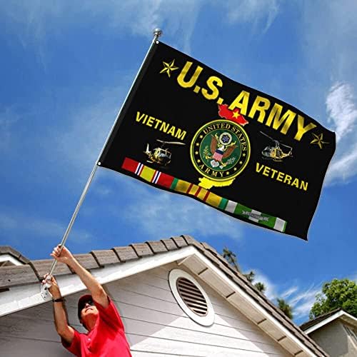 Флаг на ветеран от армията на САЩ American Eagle - Устойчив на избледняване, с двойно печат и двойно фърмуер банер от 150D полиестер