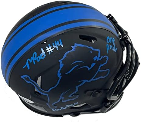 Мини-Каска Detroit Lions Eclipse с автограф на Малкълм Родригес, JSA COA - Мини-Каски NFL с автограф