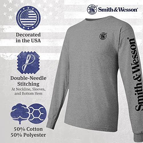 Мъжка тениска Smith and Wesson с дълъг ръкав логото на Arm, Официално Лицензирана Облекло S & W