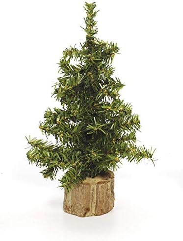 Миниатюрна канадски бор Darice с дървена стойка (1бр), Зелен декор за празника на около дома си – Изкуствена елха с 49 обувки отлично