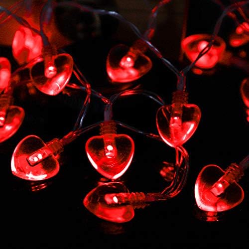 Cooraby 13,1 Метра 40 3D Led Гирлянди във формата на сърце, Блестящо Приказни Светлини Работещи на Батерии, с 8 Режима на светкавицата,