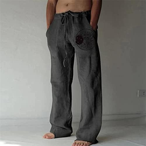 Панталони за Мъже,Мъжки Модни Ежедневните Свободни Обикновена Удобни Панталони От Памук и Лен С Принтом