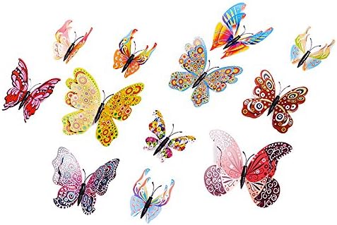 Декоративни Пеперуди за Спални, Стенни Стикер от PVC, 3D, 12 Детски Бр, Декоративни Стикери, Стая Декор, Начало Декор, Стикери за Стените