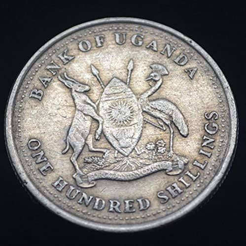 Монета На Уганда 100 Първо Направете Случайно Домашни Говеда Африканска Монета Старата Валута