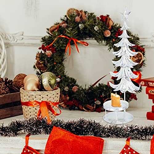 Luxshiny Ретро Декор за Дома Коледни Свещници: Свещници за Коледната Елха Декоративни Елементи от Коледната Трапеза, за Сватбени подаръци
