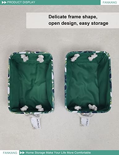 FANKANG 2 Опаковки Правоъгълен Плат Кутия За съхранение, Кошница за дрехи, За съхранение на бебешки, Кошница за багаж, Чанта за книги, Кошници с Подаръци (2-Rec-Green plant)