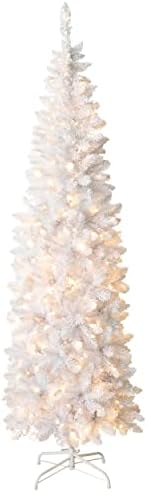 MUPATER 6-подножието Тънка Коледно Дърво-молив с Предварителна подсветка, Бяла Коледна Елха-Молив с Подсветка Тънка Изкуствена
