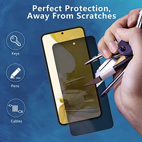 (2 опаковки) Съвместима с Samsung Galaxy S22 Защитно фолио за екран за поверителност, Антишпионская филм от закалено стъкло, твърдост