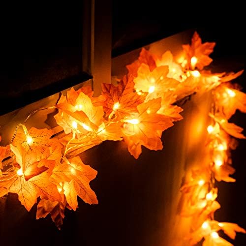 Светлини за Деня на Благодарността 20 светодиода, Гирлянди от кленов листа, Есенни декорации, 6,6 Фута есента светлина, 2 Режима на Есенния