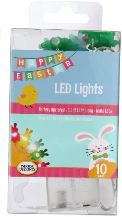 Led светлини Easter Colorful Бъни | захранван С Батерии на 10 Лампи | Дължина на конеца 3,6 метра