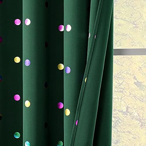 Завеса зелен цвят с принтом в метален грах за сезона 63-Цолови Празнични Затъмнени Завеси Sparkle Green за Спални, Хол, Блокер Светлина,
