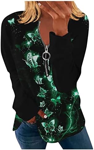 NOKMOPO, женски фланелен ризи, модни и ежедневни hoody с качулка с наклонен яка тениска с принтом и дълъг ръкав, топ