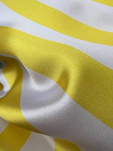 Жълто-Бяла кърпа Catalina на модел в 1 ивица от Полиестер, Лесна Сатен Плат Двор - 10082