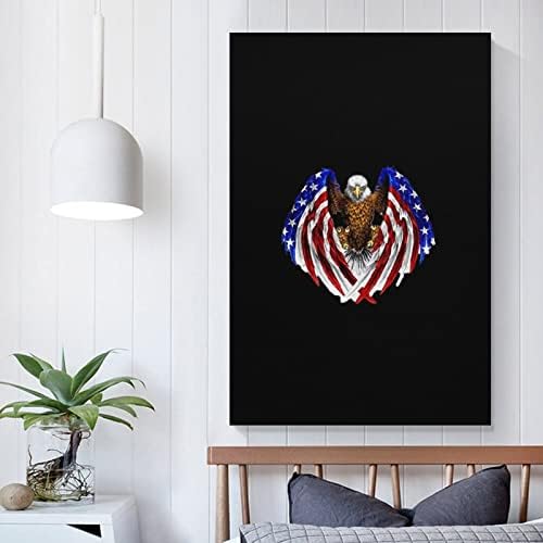 Американският Флаг и Орел Печатна Картина на Стенно Изкуство, Съвременно Произведение, Вертикална Подвесная Картина за Декорация на Дома в